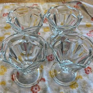4 Anchor Hocking Footed Sherbet/Dessert Dish, Glass, 4.5-Ounce